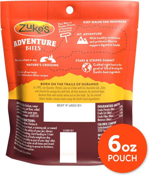 Zuke's Adventure Bites Chicken & Pumpkin Recipe Soft & Chewy Dog Treats