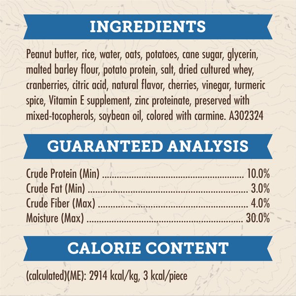 Zuke's Trail Mix Natural Peanut Butter & Oats Recipe Soft & Chewy Dog Treats