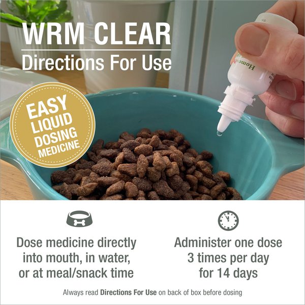 HomeoPet WRM Clear Dewormer for Hookworms, Roundworms, Tapeworms & Whipworms for Dogs & Cats
