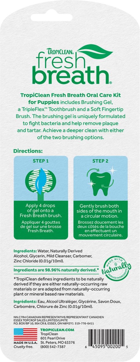 TropiClean Fresh Breath Oral Care Plaque & Tartar Defense Puppy Dental Kit