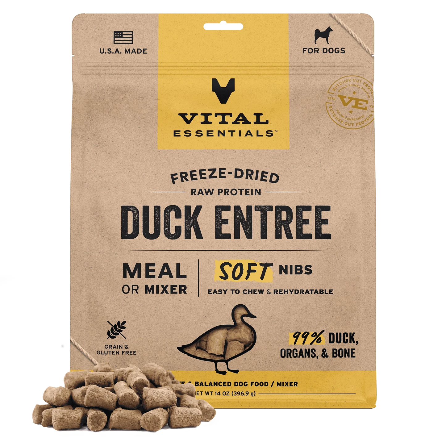 Vital Essentials Duck Entree Soft Nibs Freeze-Dried Raw Dog Food
