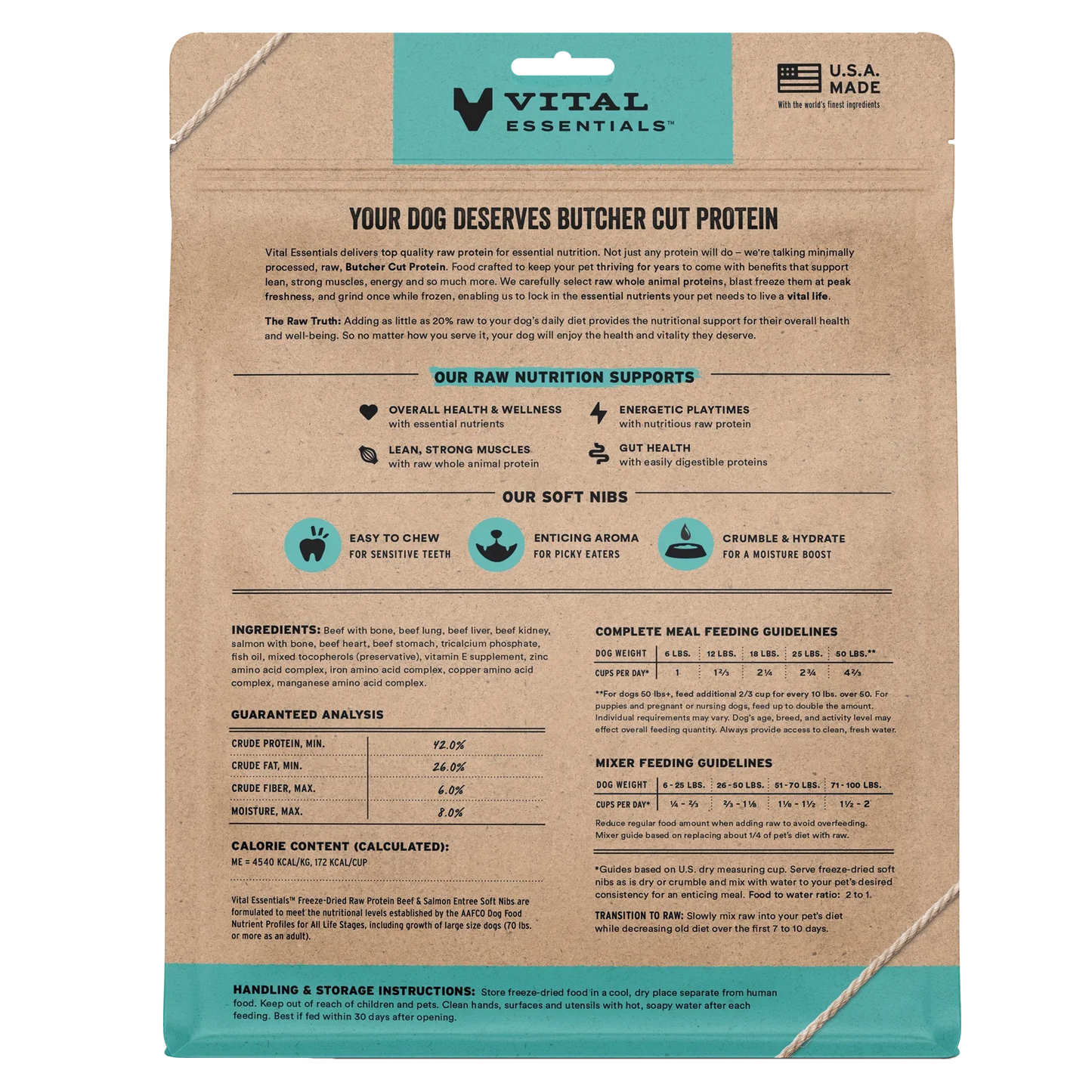 Vital Essentials Beef & Salmon Entree Soft Nibs Freeze-Dried Raw Dog Food