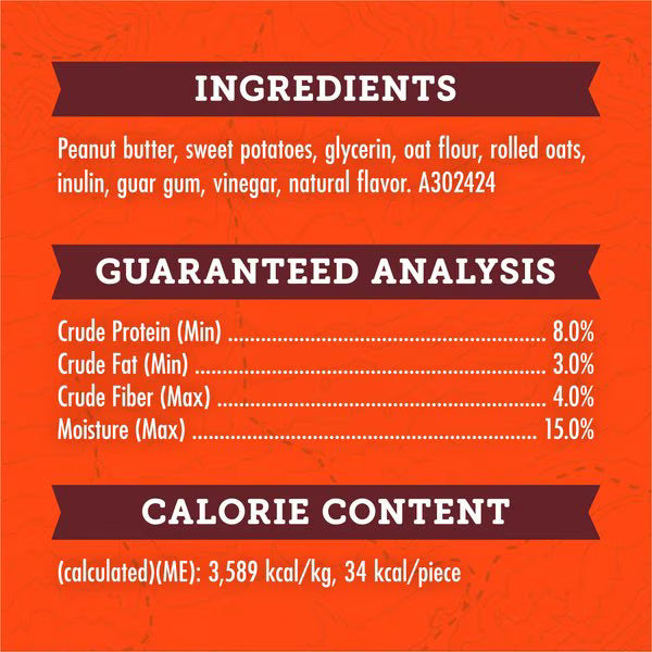 Zuke's Adventure Bites Peanut Butter & Oats Recipe Soft & Chewy Dog Treats