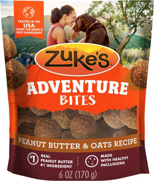 Zuke's Adventure Bites Peanut Butter & Oats Recipe Soft & Chewy Dog Treats