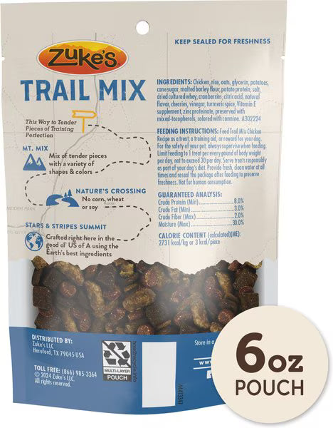Zuke's Trail Mix Natural Chicken Recipe Soft & Chewy Dog Treats