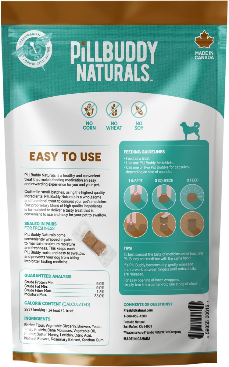 Complete Natural Nutrition Pill Buddy Naturals Peanut Butter & Honey Soft & Chewy Dog Treats