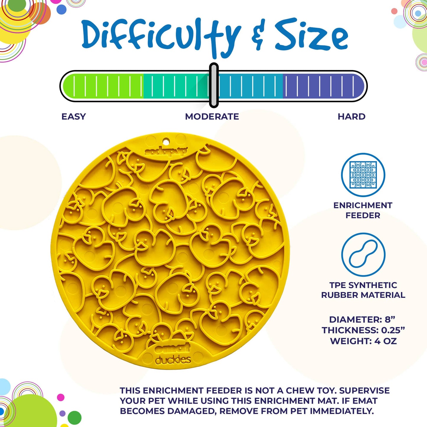 SodaPup Yellow Duckies Design eMat Enrichment Lick Mat With Suction Cups for Dogs