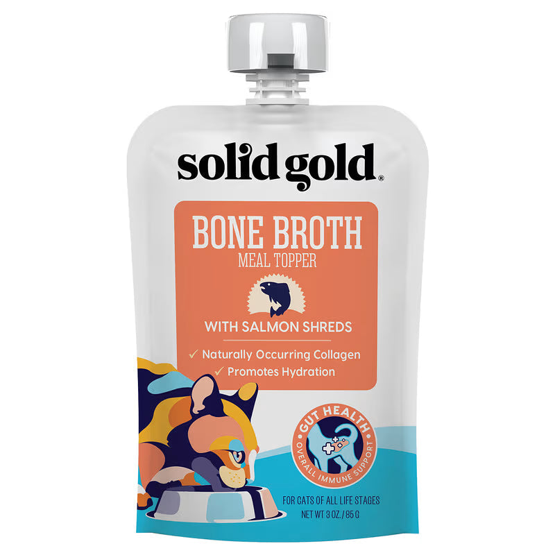 Solid Gold Bone Broth Salmon Shreds Grain-Free Wet Cat Food Topper