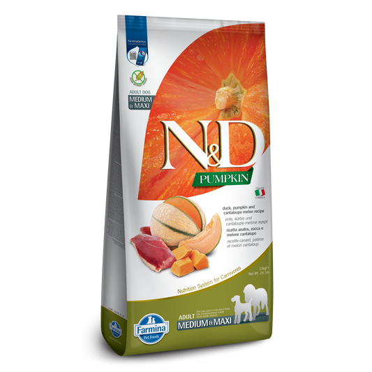 Farmina N&D Pumpkin Grain Free Duck, Pumpkin & Cantaloupe Medium & Maxi Adult Dry Dog Food