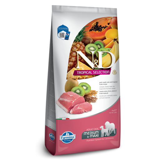 Farmina N&D Tropical Selection Pork, Spelt, Oats & Tropical Fruits Medium & Maxi Adult Dry Dog Food