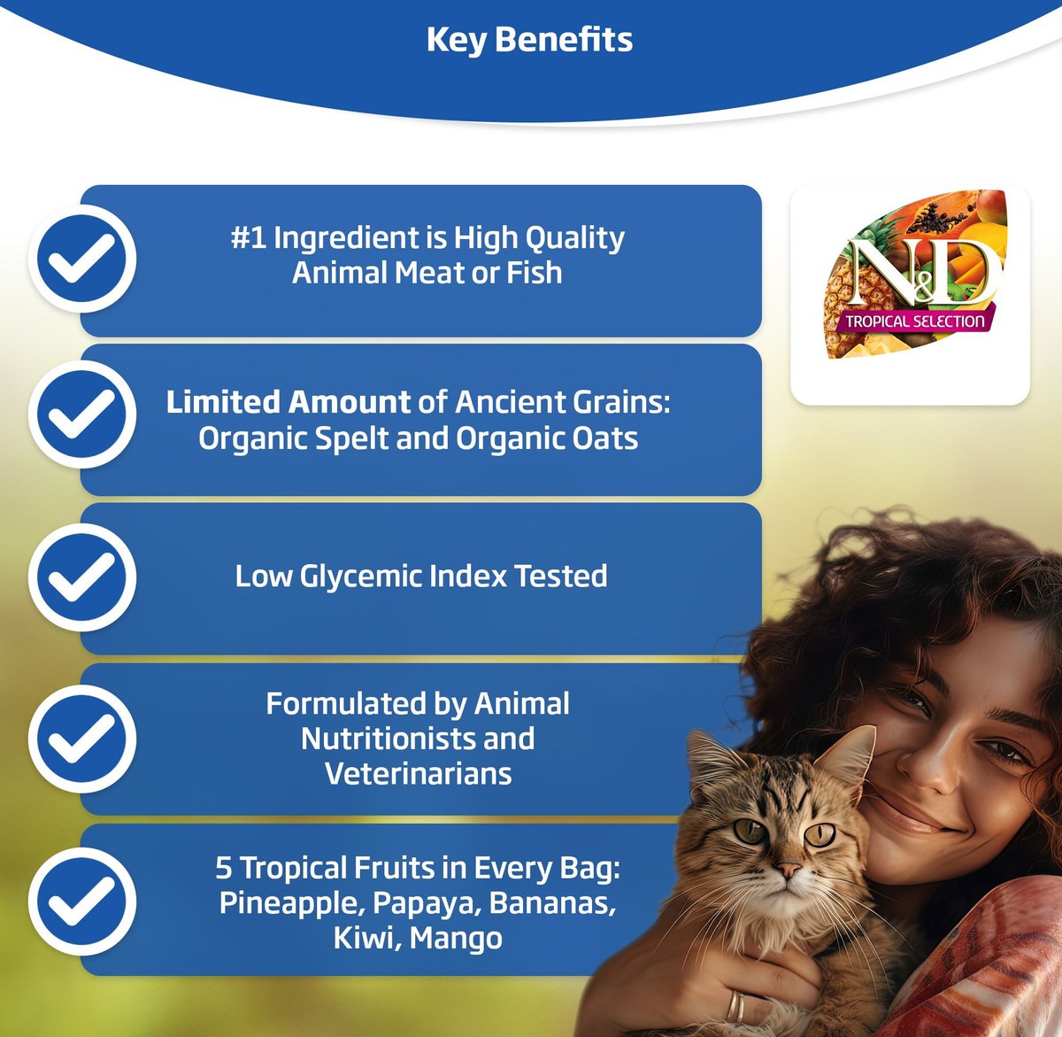 Farmina N&D Tropical Selection Chicken, Spelt, Oats & Tropical Fruits Neutered Adult Dry Cat Food