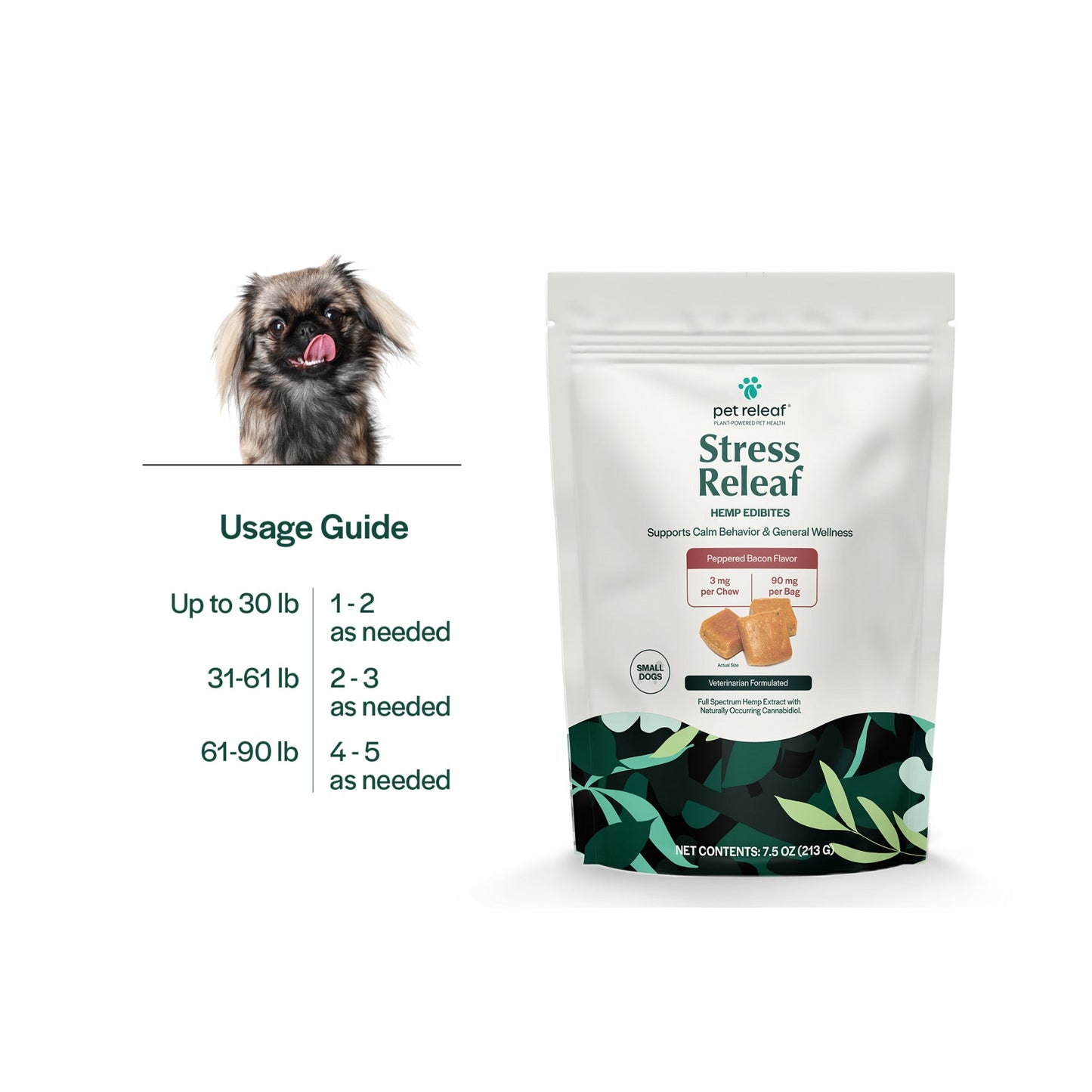 Pet Releaf Stress Releaf Edibites Peppered Bacon Flavor for Small Dogs