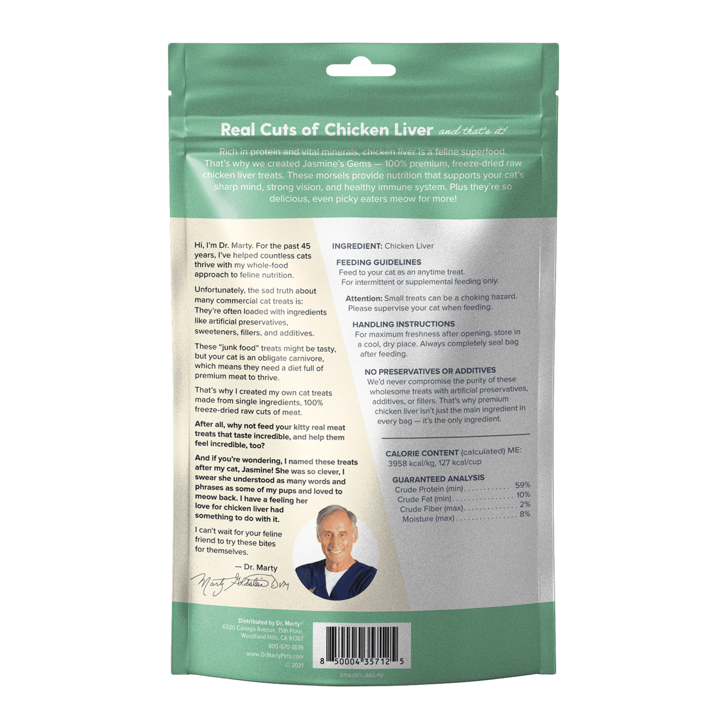 DR. MARTY Jasmine’s Gems Freeze-Dried Raw Chicken Liver Cat Treats