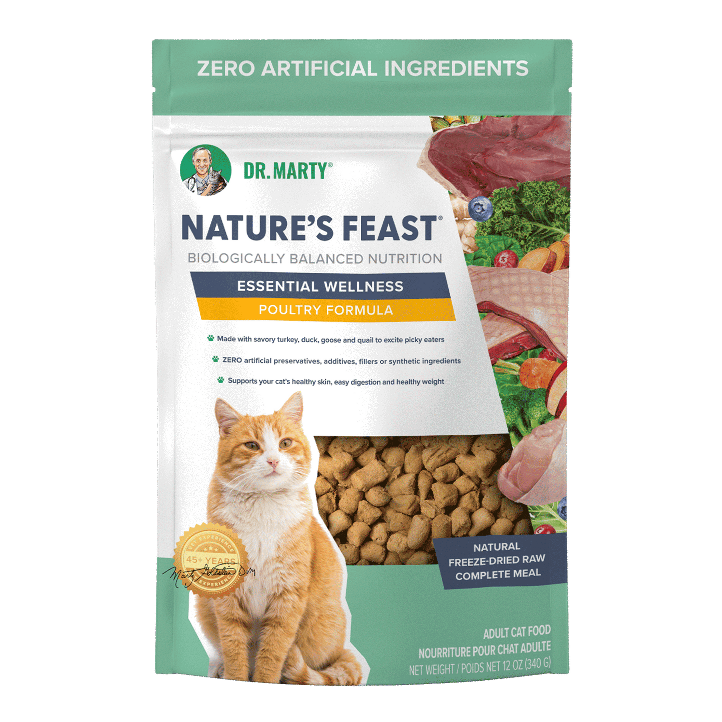 DR. MARTY Nature’s Feast Essential Wellness Poultry Freeze Dried Raw Cat Food
