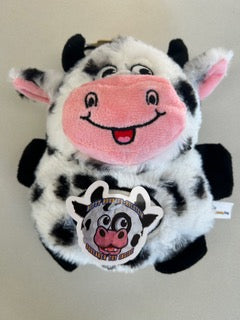 Lightning Dog Barnyard Bouncy Cow Plush Dog Toy