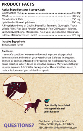 Fidobiotics Hip Hip Hooray Hip & Joint Probiotic Supplement for Dogs