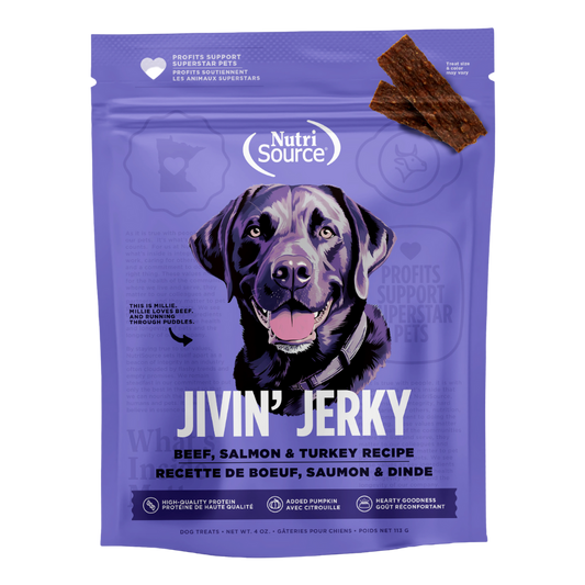 Nutrisource Jivin' Jerky Grain Free Beef, Turkey & Salmon Dog Treats