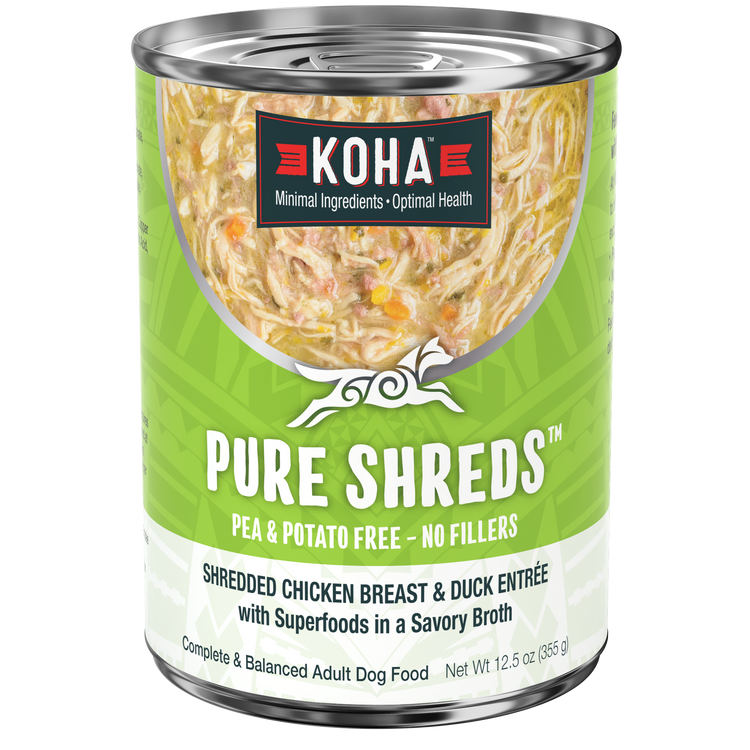 KOHA Pure Shreds Shredded Chicken Breast & Duck Entrée Canned Dog Food