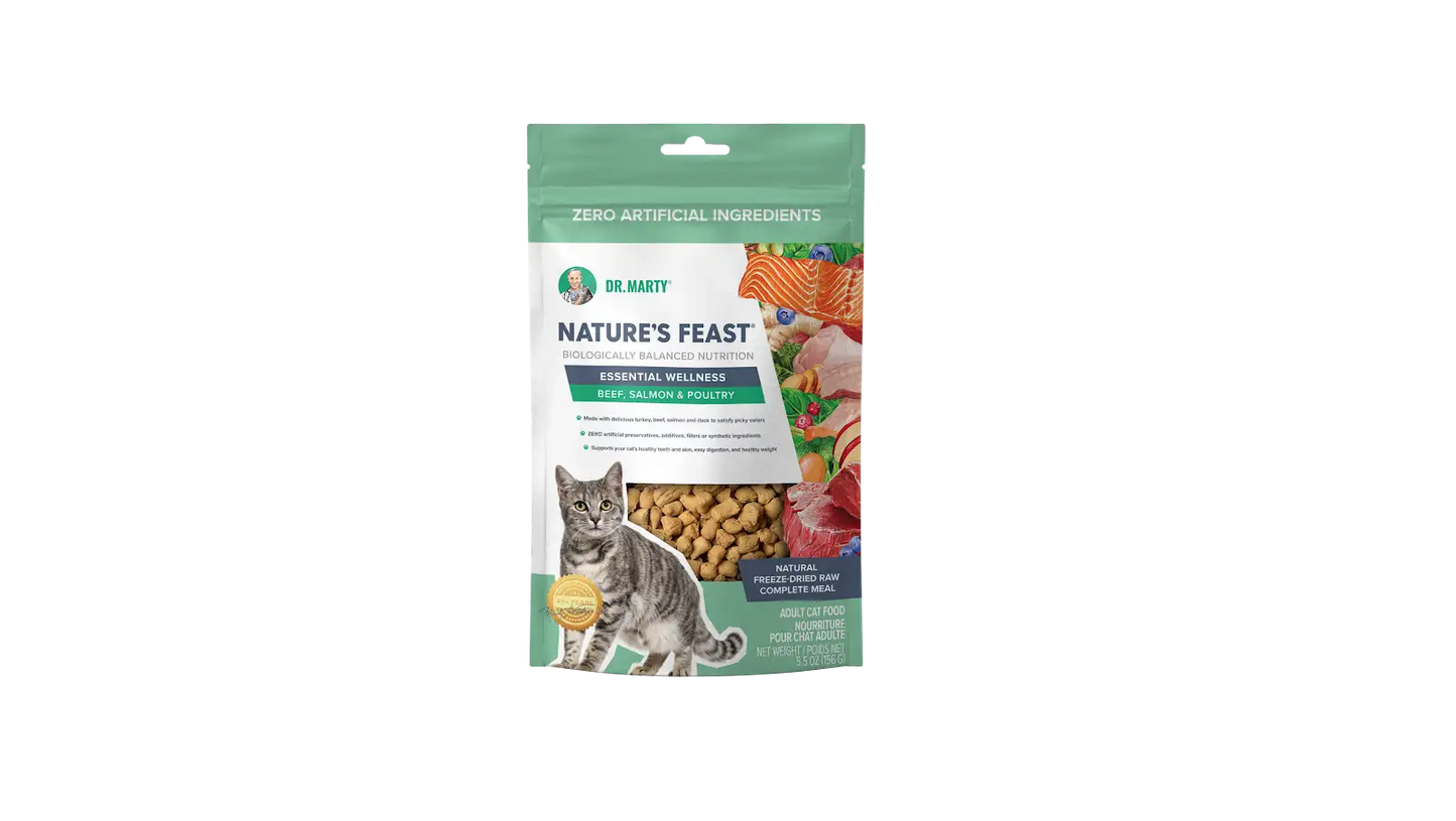 DR. MARTY Nature’s Feast Essential Wellness Poultry, Beef & Salmon Freeze Dried Raw Cat Food