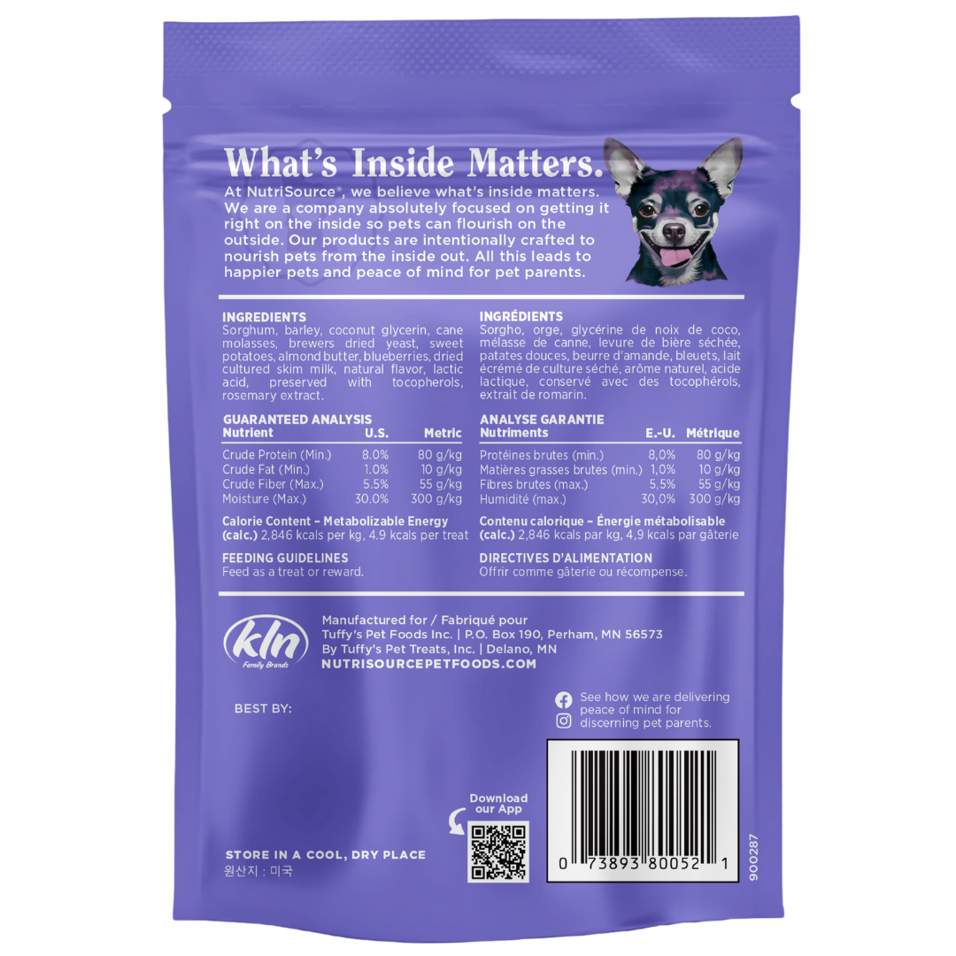 NutriSource Nutty Butter Bites Almond Butter & Blueberry Dog Treats