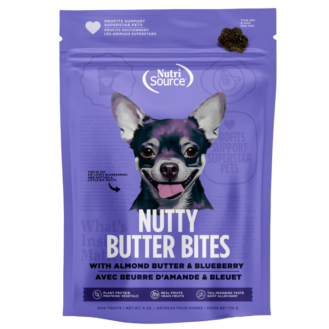 NutriSource Nutty Butter Bites Almond Butter & Blueberry Dog Treats