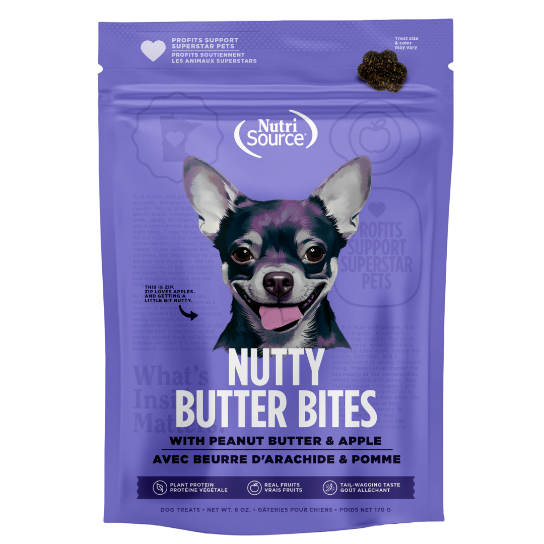 NutriSource Nutty Butter Bites Peanut Butter & Apple Dog Treats