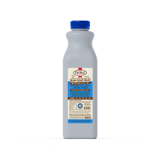 Primal Blueberry Pom Burst Raw Frozen Goat Milk Bowl Booster for Cats and Dogs