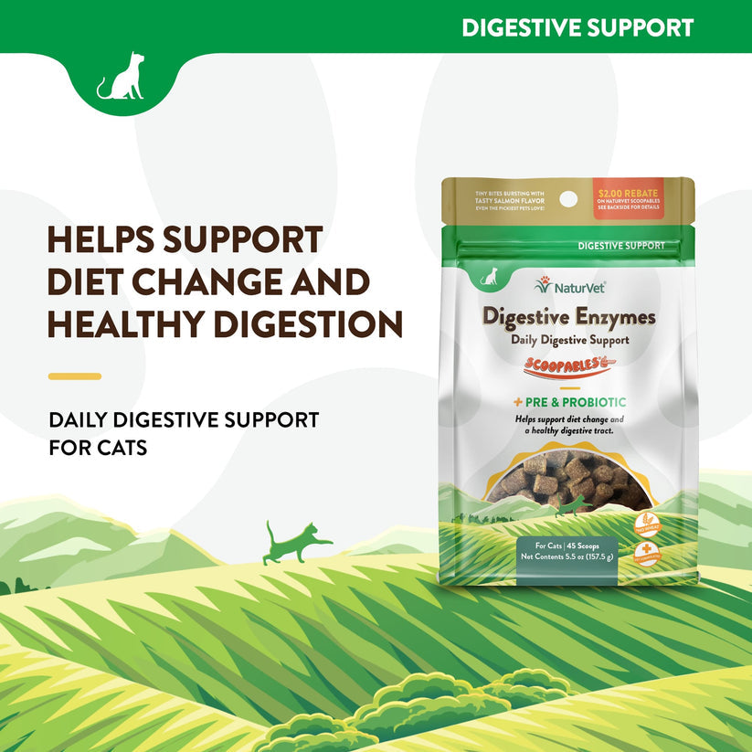 NaturVet Digestive Enzymes Daily Digestive Support Scoopables For Cats