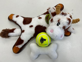 Lightning Dog Baby Fuzzy Brown Cow with Surprise Toys inside Plush Dog Toy
