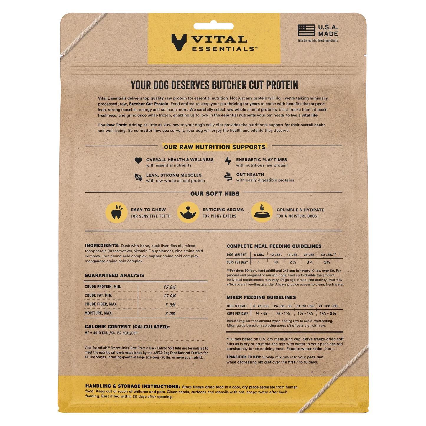 Vital Essentials Duck Entree Soft Nibs Freeze-Dried Raw Dog Food
