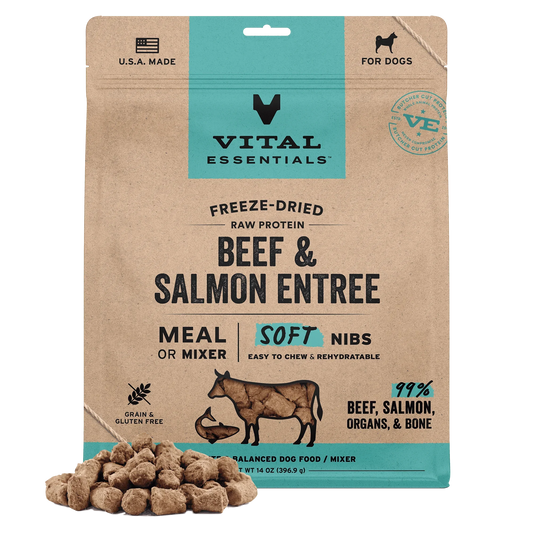 Vital Essentials Beef & Salmon Entree Soft Nibs Freeze-Dried Raw Dog Food