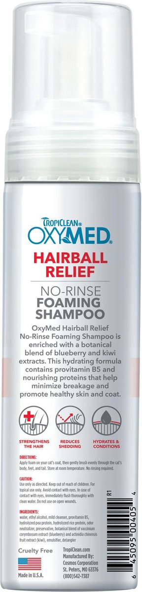 TropiClean OxyMed Hairball Remedy No Rinse Waterless Cat Shampoo