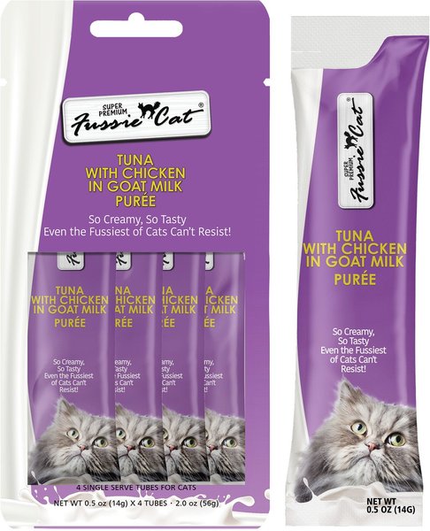 Fussie Cat Tuna with Chicken in Goat Milk Puree Lickable Cat Treats