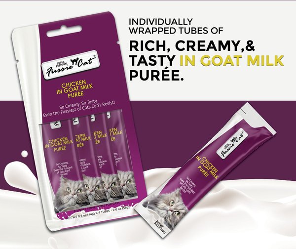 Fussie Cat Chicken in Goat Milk Puree Lickable Cat Treats