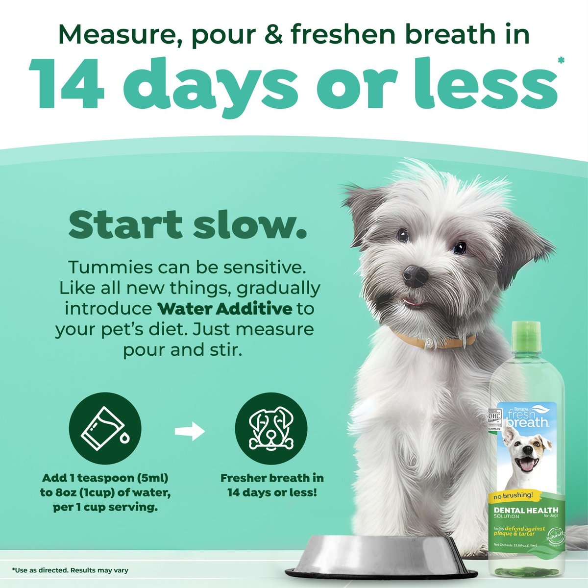 TropiClean Fresh Breath Dental Health Solution Water Additive for Dogs
