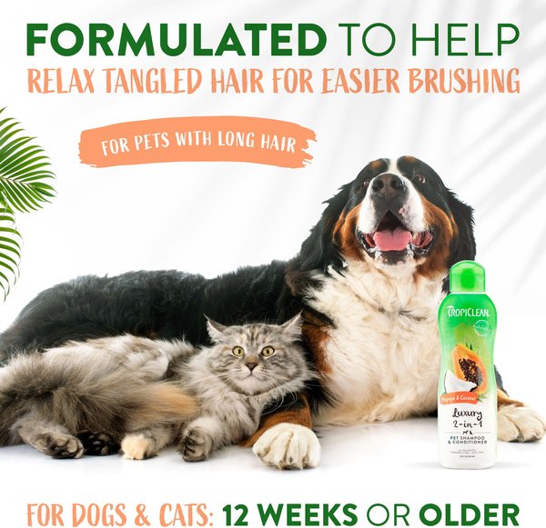 TropiClean Luxury 2-in-1 Papaya & Coconut Shampoo & Conditioner for Dogs