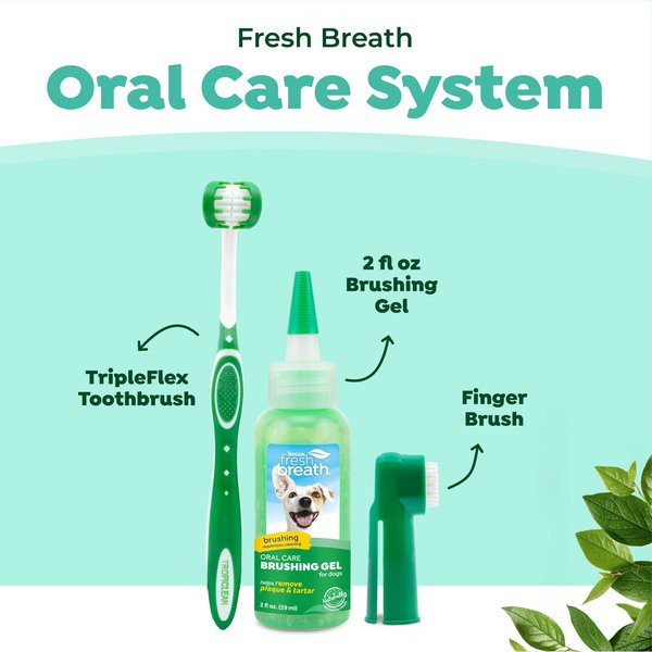 TropiClean Fresh Breath Oral Care Plaque & Tartar Remover Small/Medium Dog Toothbrush Kit