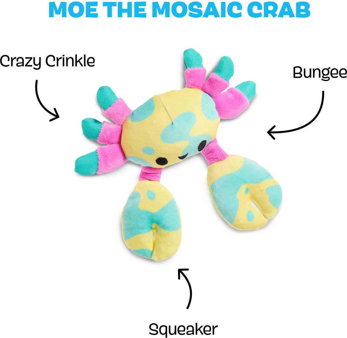 BARK Moe The Mosaic Crab Plush Dog Toy