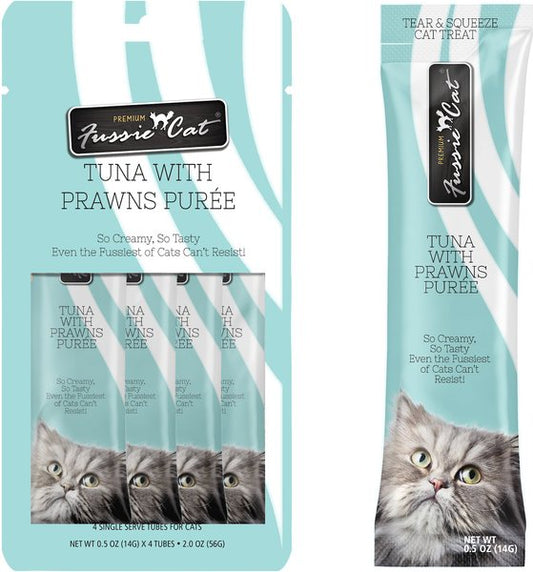 Fussie Cat Tuna with Prawns Puree Lickable Cat Treats
