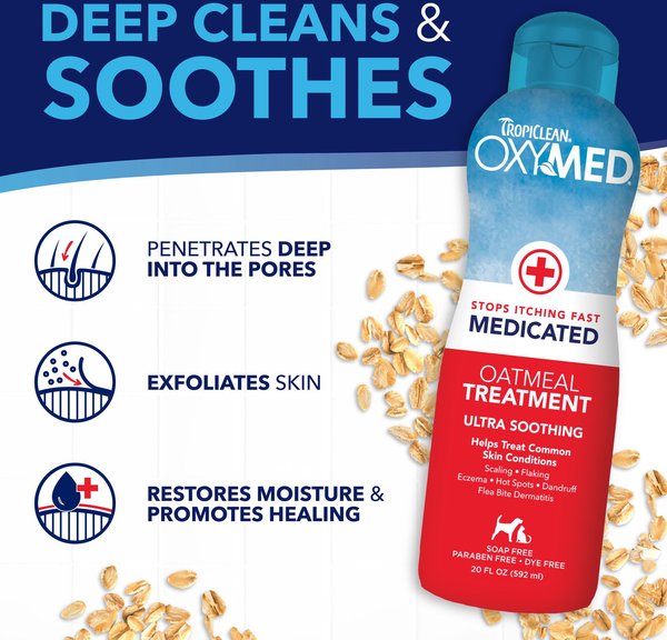 TropiClean OxyMed Medicated Itch Relief Oatmeal Conditioner Treatment for Dogs
