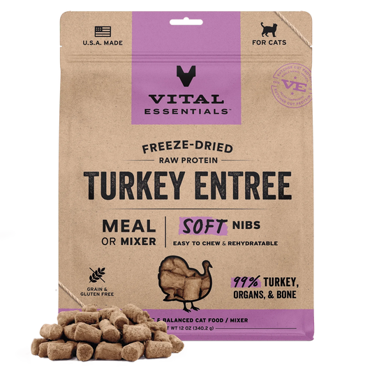 Vital Essentials Turkey Entree Soft Nibs Freeze-Dried Raw Cat Food