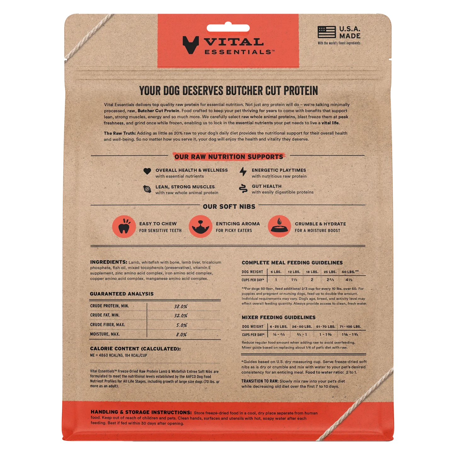 Vital Essentials Lamb & Whitefish Entree Soft Nibs Freeze-Dried Raw Dog Food