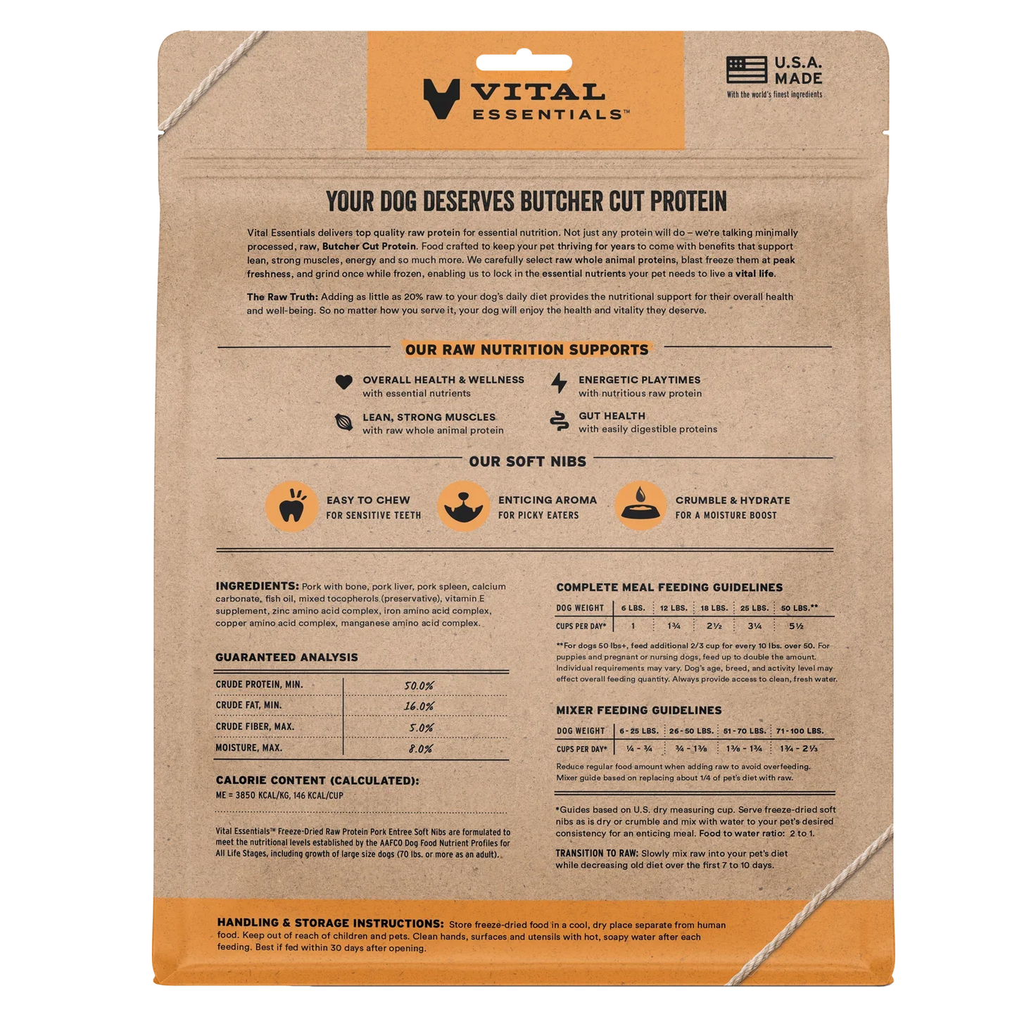 Vital Essentials Pork Entree Soft Nibs Freeze-Dried Raw Dog Food