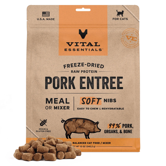 Vital Essentials Pork Entree Soft Nibs Freeze-Dried Raw Cat Food