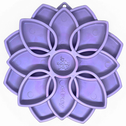 SodaPup Pastel Purple Mandala Softie eTray Enrichment Shallow Slow Feeder Bowl with Suction Cups for Dogs