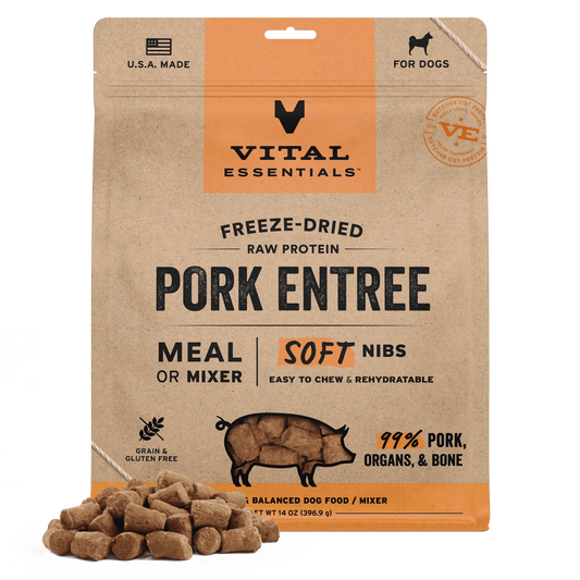Vital Essentials Pork Entree Soft Nibs Freeze-Dried Raw Dog Food