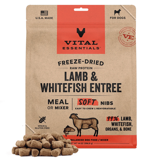 Vital Essentials Lamb & Whitefish Entree Soft Nibs Freeze-Dried Raw Dog Food