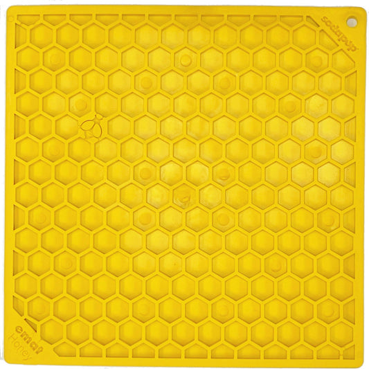 SodaPup Yellow Honeycomb Design eMat Enrichment Lick Mat for Dogs & Cats