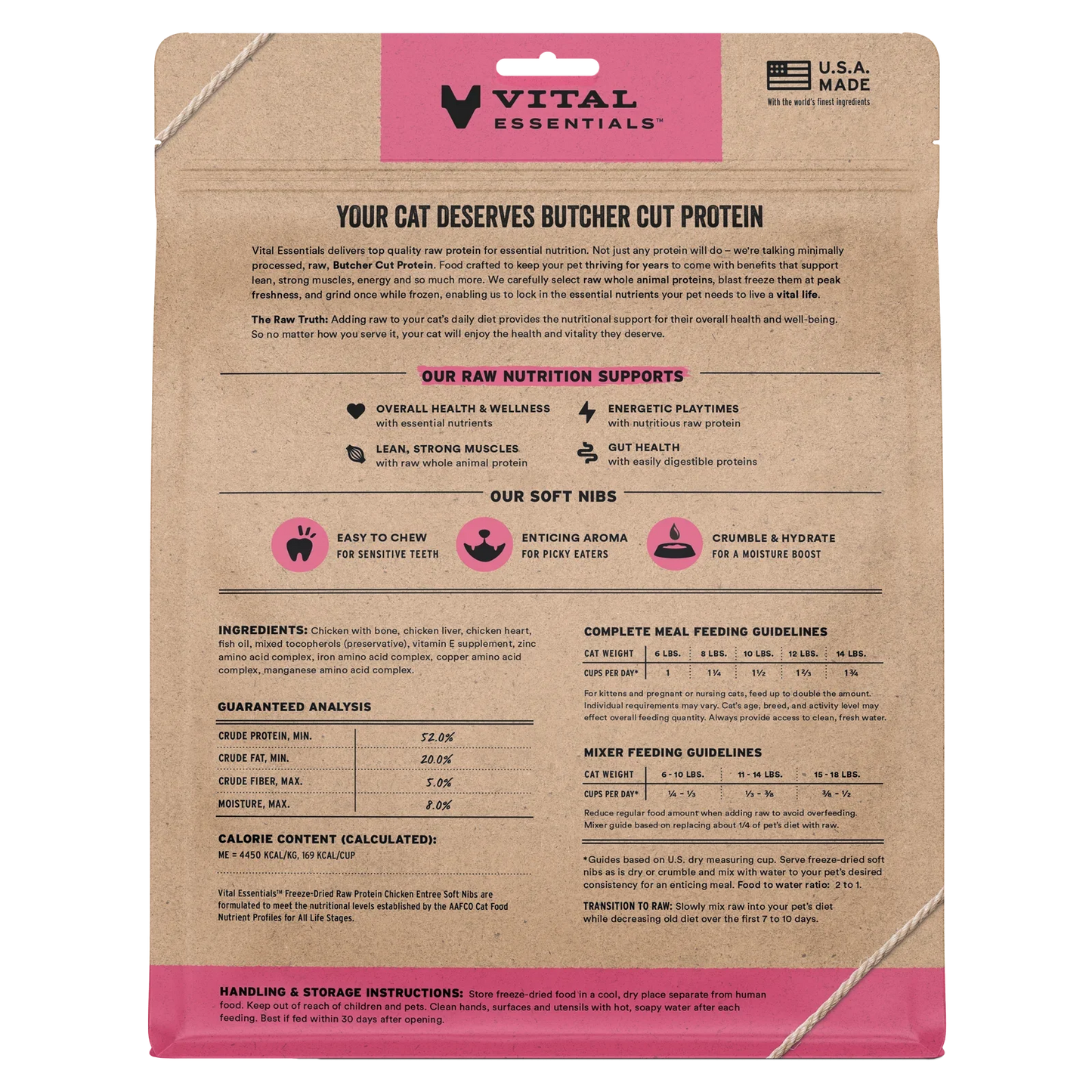Vital Essentials Chicken Entree Soft Nibs Freeze-Dried Raw Cat Food