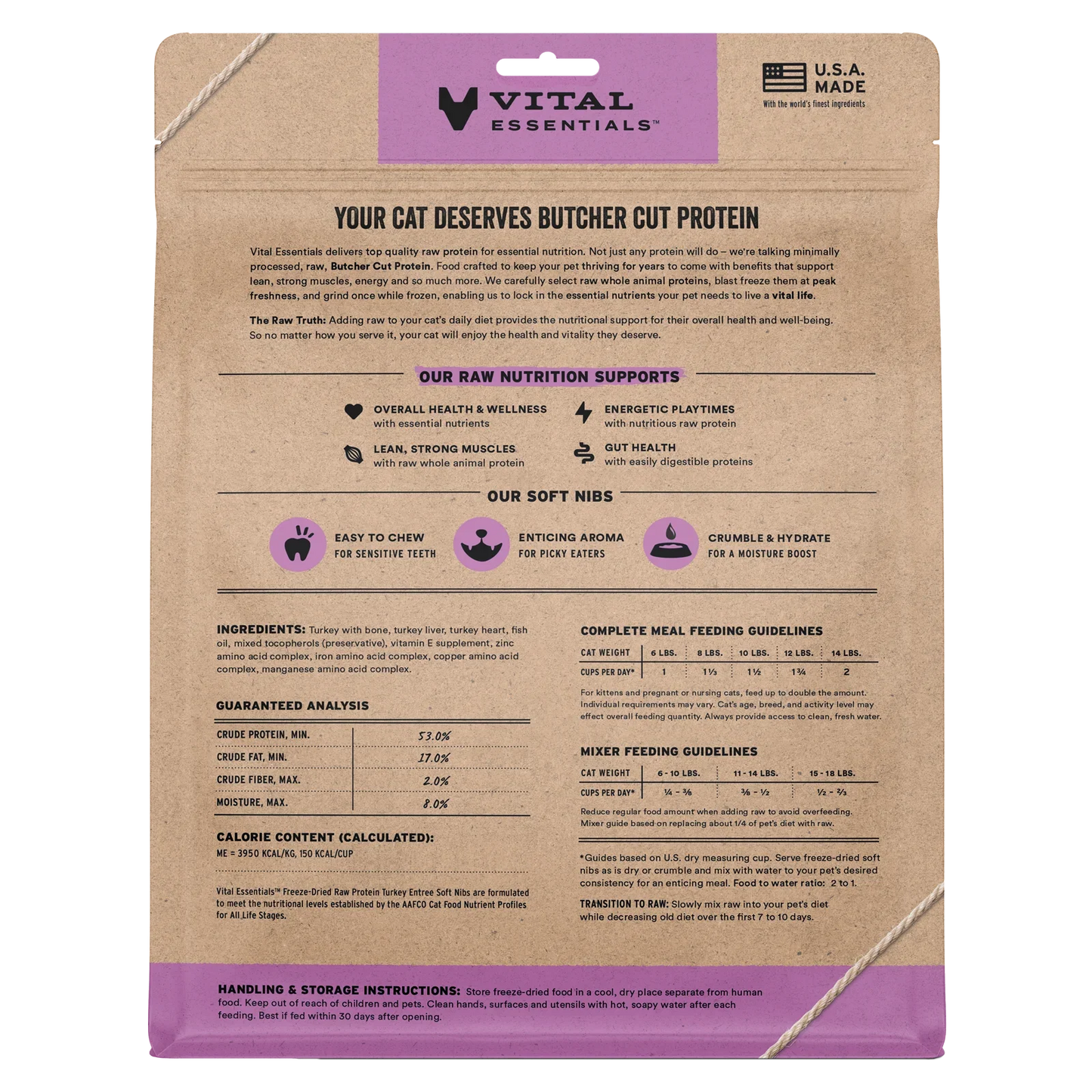 Vital Essentials Turkey Entree Soft Nibs Freeze-Dried Raw Cat Food